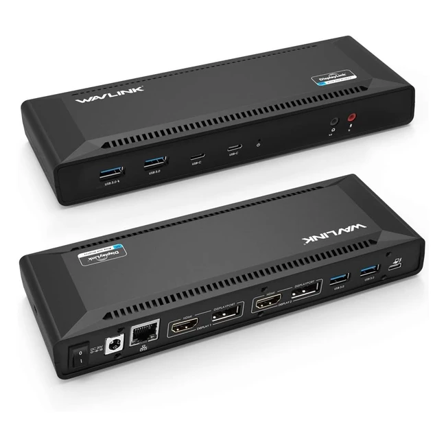 Estación de Conexión USB C Wavlink Dual 4K con Suministro de Energía 65W - 2xDisplay Port, 2xHDMI, 4xUSB 3.0, Gigabit Ethernet