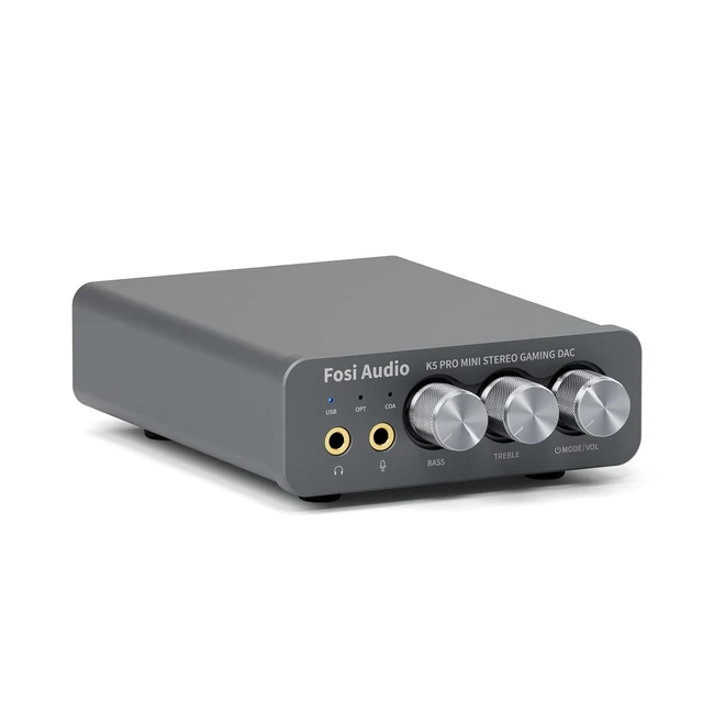 Fosi Audio K5 Pro - Amplificatore per cuffie gaming DAC, mini Hi-Fi stereo, convertitore audio digitale/analogico USB, RCA/3.5mm AUX, PS5/PC/Mac