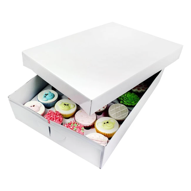 Caja PME para 24 cupcakes blanco - Ref. 43x31x9cm - ¡Ideal para almacenar y transportar!