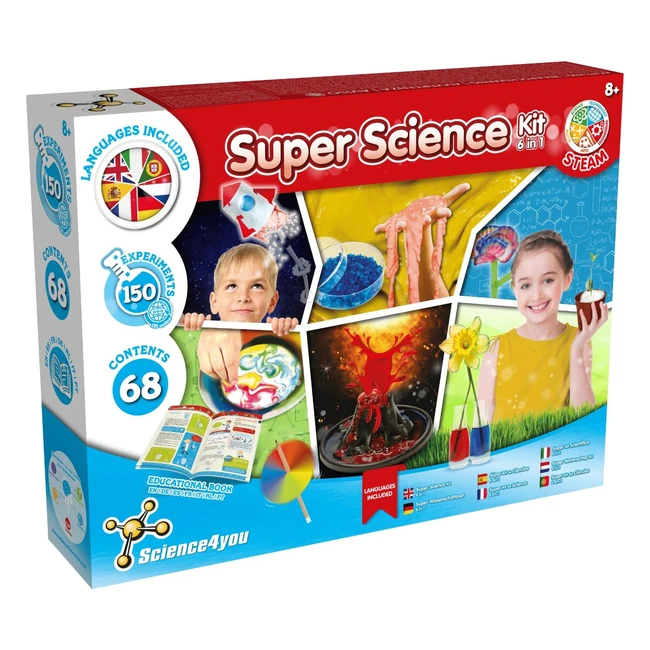 Super laboratorio di scienza per bambini 8 anni - 150 esperimenti scientifici - Slime, vulcano - Giocattolo educativo