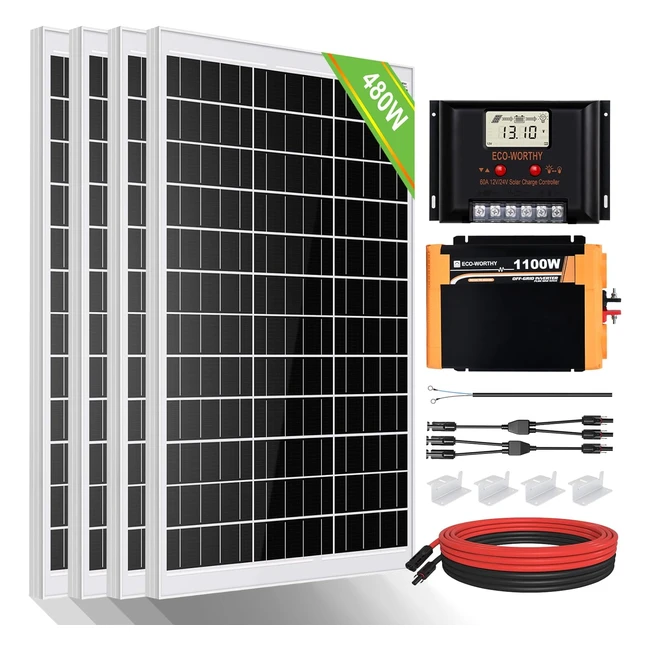 Panel Solar ECO-WORTHY 2kWh 480W 24V para Casas Móviles - ¡Ahorra energía ahora!