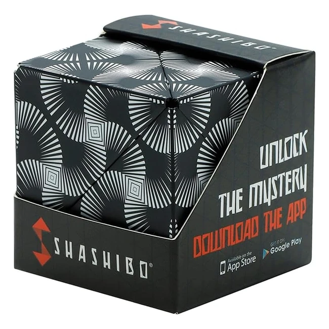 Shashibo Shape Shifting Box - Award-Winning Sensory Cube w/ 36 Magnets - Transform into 70+ Shapes - Black/White
