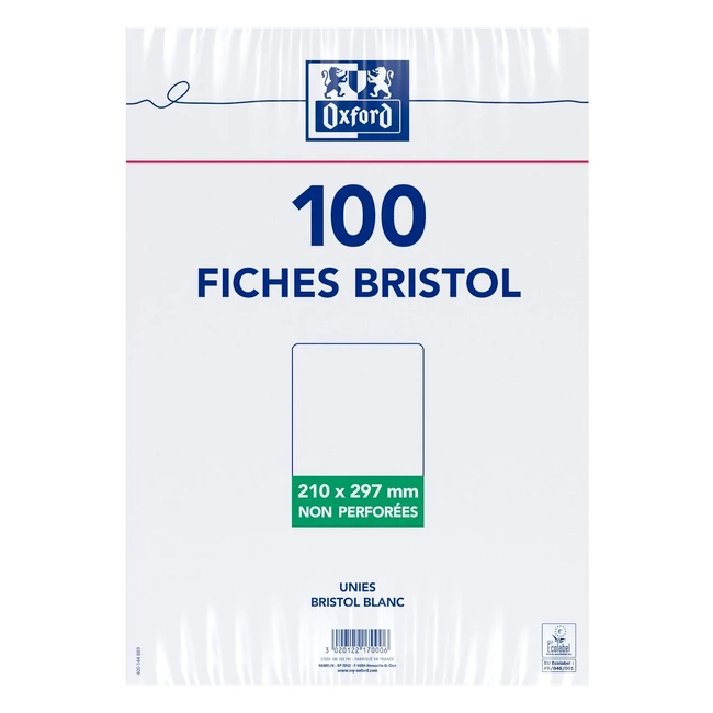 Cartoncini Bristol Bianchi A4 - Oxford100 - Alta Qualità - 210g - Certificato EU Ecolabel