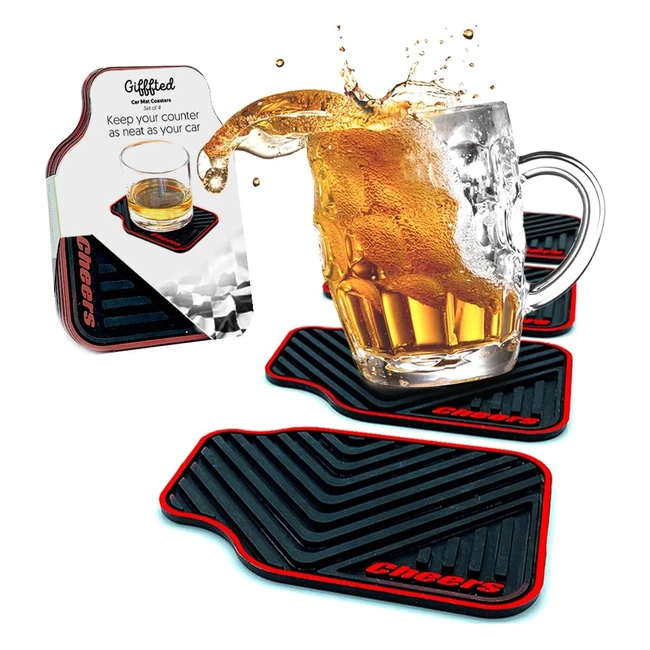 Gifffted Silicone Drink Coasters for Car Enthusiasts - Set of 4