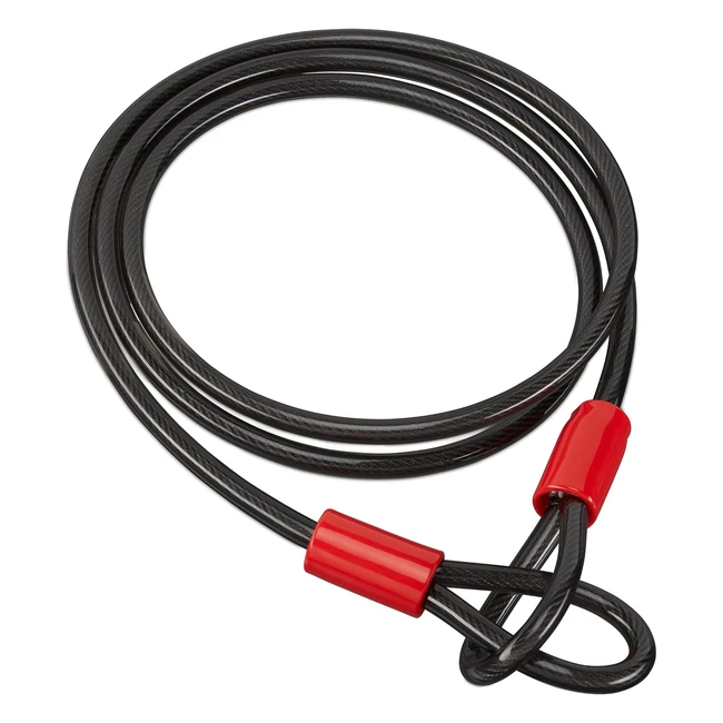 Candado de cable negro Relaxdays para bicicletas y maletas - 2m de acero recubierto con presillas - CA 85 x 55 cm