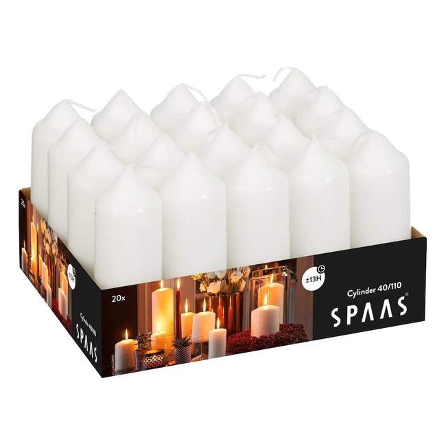 Bandeja de 20 velas sin perfume Spaas 40110 mm - Color blanco