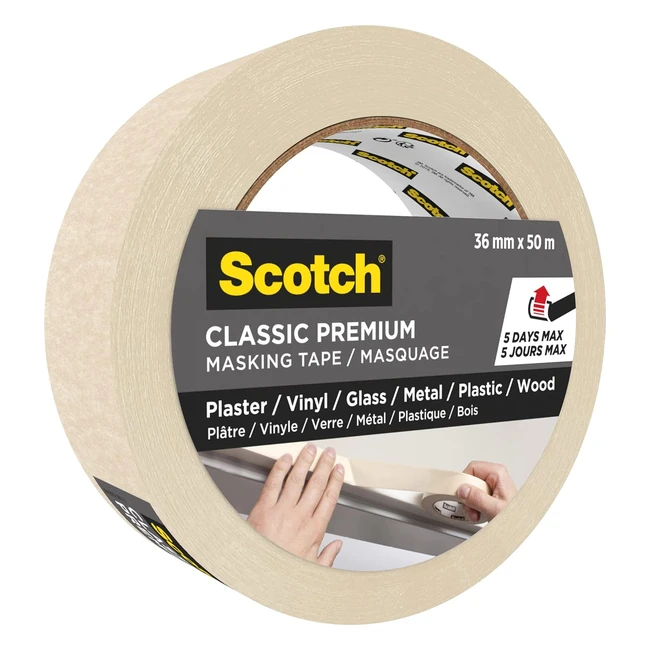Premium Scotch Classic Masking Tape 36mm x 50m - Superior Quality Crepe Tape