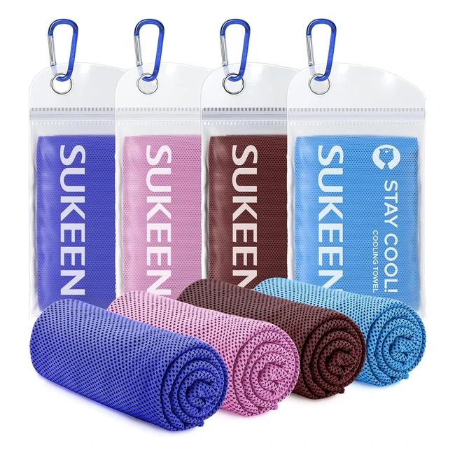 Sukeen Cooling Towel - Stay Cool and Dry - 4 Pack - Gym Towel for Men and Women