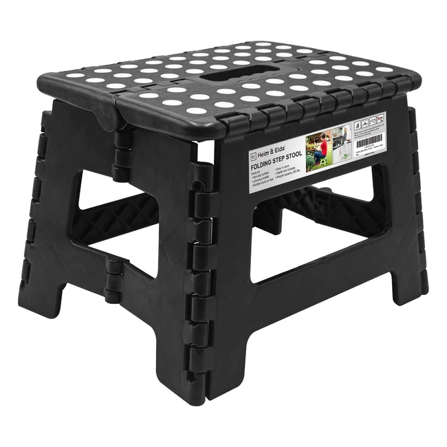 Foldable Step Stool for Kids & Adults - 9 Inch Height - Sturdy & Lightweight - Black