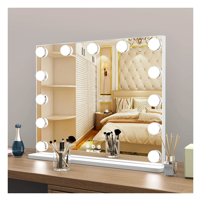 Miroir de Maquillage Lumineux LED avec 13 Lumières - Contrôle Tactile - Blanc