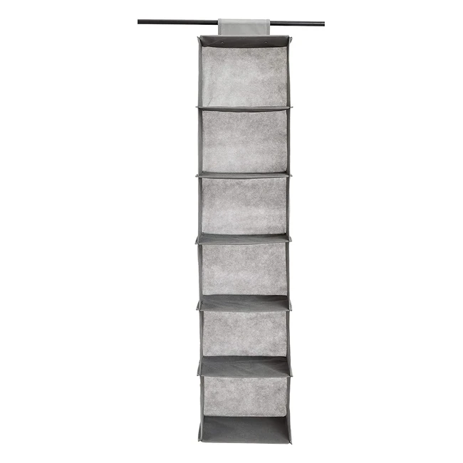 Amazon Basics Hanging Closet Shelf 6-Tier - Neatly Store Clothes and Accessories