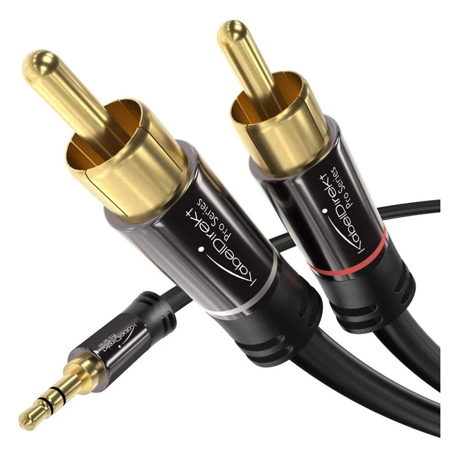 KabelDirekt 3m AUX to RCA Male Adapter Cable - Connect Smartphones, Notebooks, and More to Hi-Fi Systems - Black