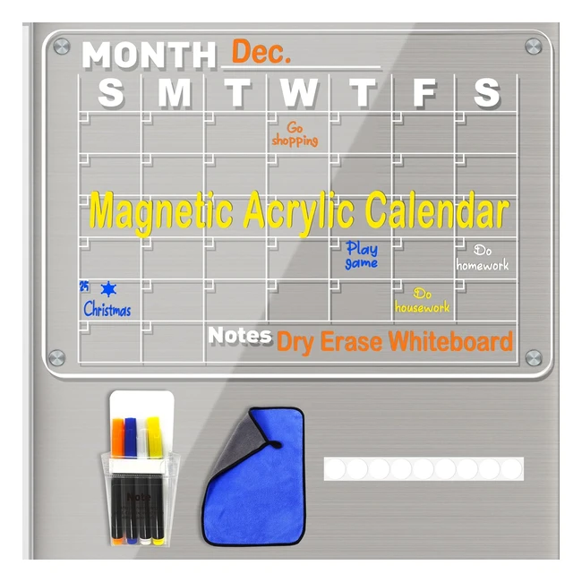 Calendario Mensual Magntico Acrlico Clear  Planificador Familiar 40x27cm