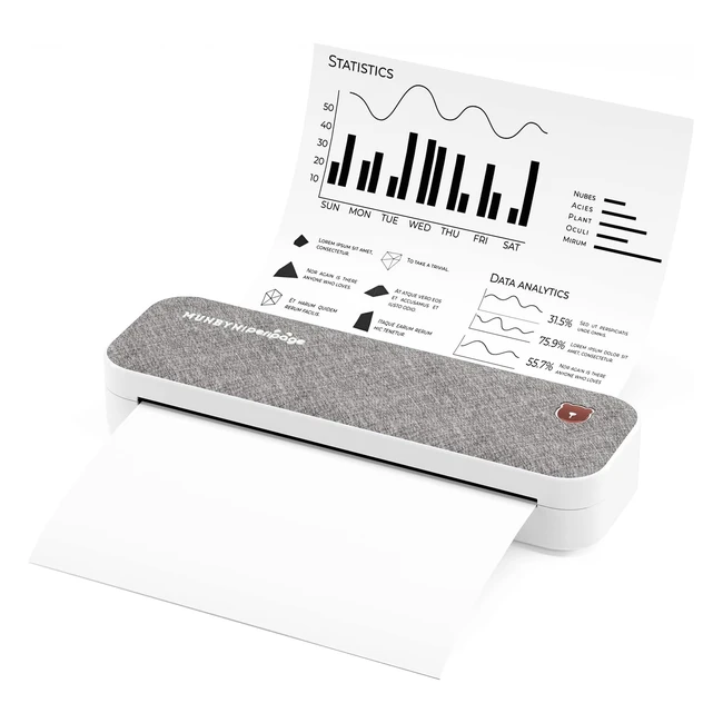 Munbyn A4 Portable Thermal Printer - Wireless Inkless Printer for Travel Study