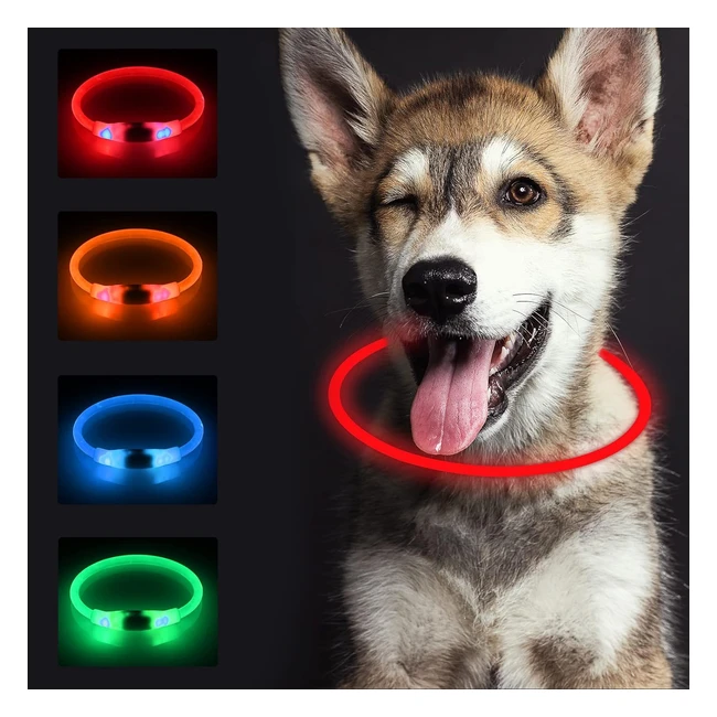 Collar LED Luminoso Sonnig para Perro - Recargable y Ajustable - 3 Modos de Luz - Seguro para Perros - Rojo