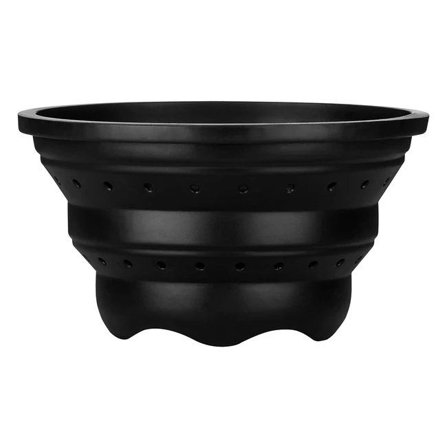 Premier Housewares Black Collapsible Washing Up Bowl Rice Strainer - Space Saving, Efficient Draining, Dual Purpose - 11x20x20 cm