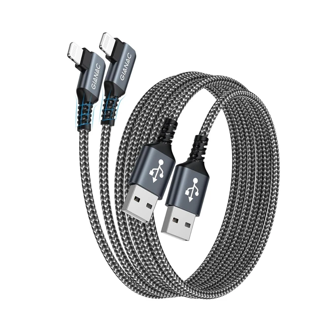 GIANAC iPhone Charger Cable 2m 2Pack - Fast Charging, Nylon Braided - iPhone 14 13 12 - XR XS X 8 - iPad