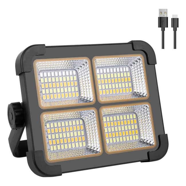 Foco LED Recargable 80W 8000lm - Luz de Trabajo con USB - Modos de Iluminacin 