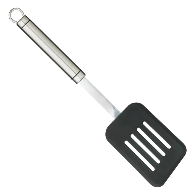 KitchenCraft Professional Slotted Turner - Non Stick Safe Nylon Head - Stainless
