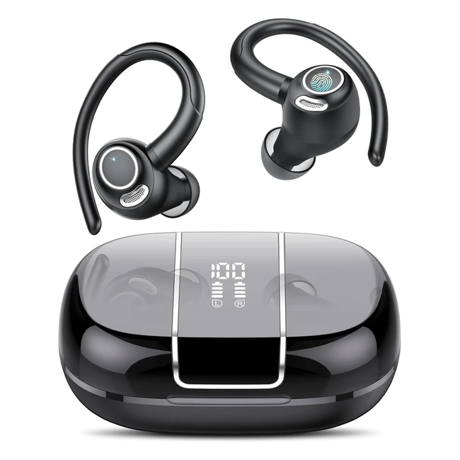 Écouteurs Bluetooth Sport 48h Sans Fil, HiFi Stéréo, Étanches, Contrôle Tactile, Écran LED, Casque Bluetooth pour Footing Gym