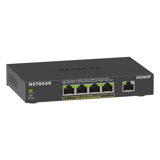 Switch Netgear GS305P Gigabit Ethernet con 4 porte PoE - Montaggio Desktop o Parete