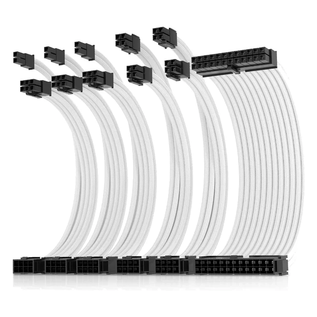 Kit de cables de extensin PSU Asiahorse 16AWG para GPUCPU - Blanco