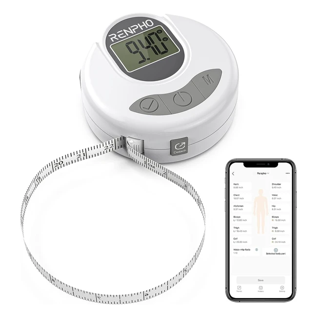 Renpho Smart Körperumfangsband intelligentes digitales Bluetooth-Maßband zur Körpervermessung Gewichtsverlust Muskelaufbau Bodybuilding automatische Messung von Körperteilen