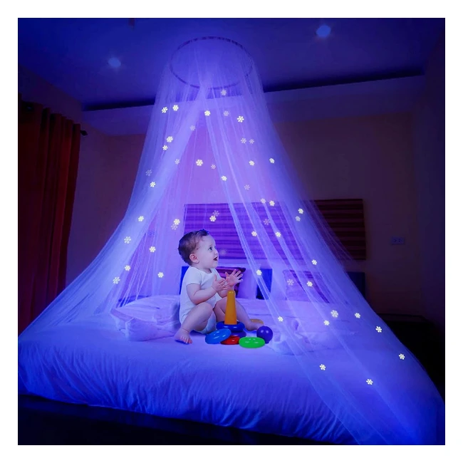 Moustiquaire lumineuse avec étoiles - Convient au lit de bébé - Modèle flocon de neige