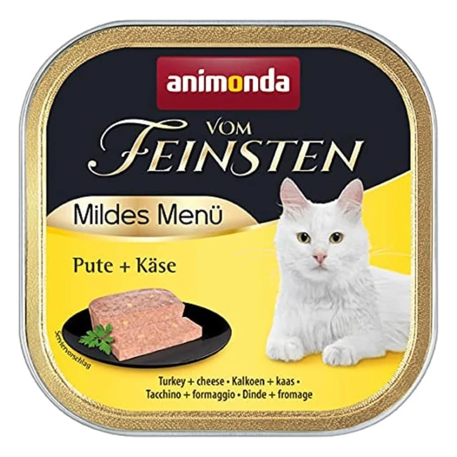 Animonda Vom Feinsten Adult Katzenfutter Nassfutter für ausgewachsene Katzen Mildes Menü Truthahn Käse 32 x 100 g