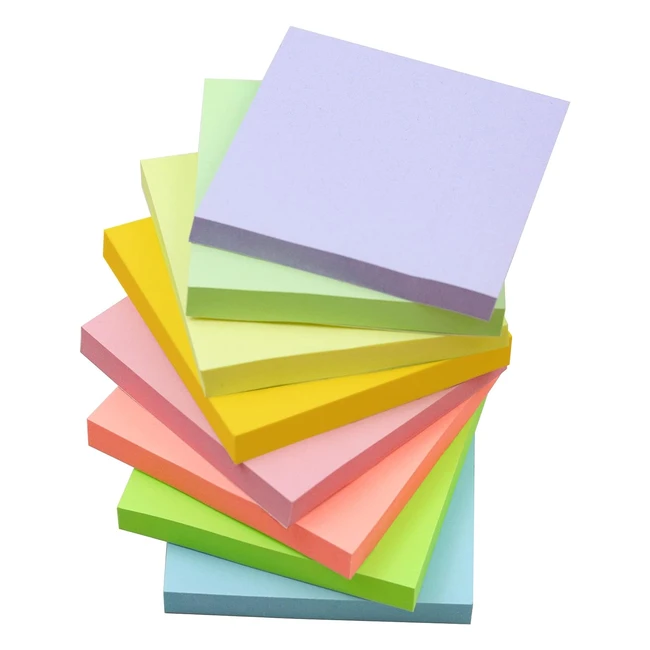 8 Pack Sticky Notes 76mm x 76mm - Colorful, Super Sticky, Office/Home/School