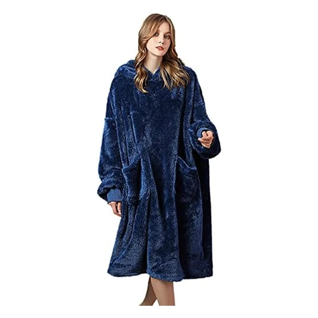 CMTOP Hoodie Blanket Oversize Pullover Donna - Felpa con Cappuccio e Coperta Sherpa Fleece - Coperta Gigante con Tasca - Taglia Unica - Super Confortevole
