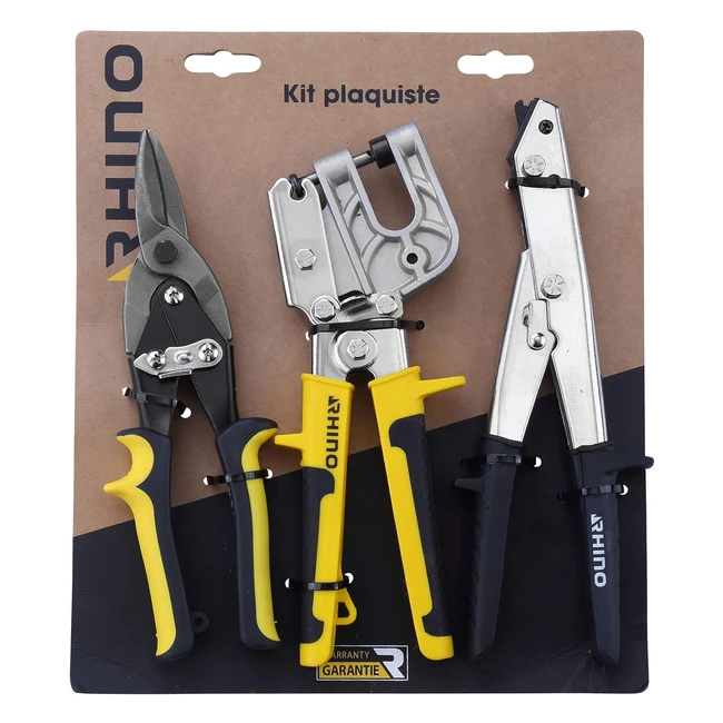 Kit du plaquiste - Rhino - Lot de 3 outils (cisaille, grignoteuse, pince) - Réf. 011412