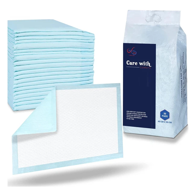 Comfortz Incontinence Bed Pads 90x60cm 30 Sheets - Highly Absorbent Odorless L