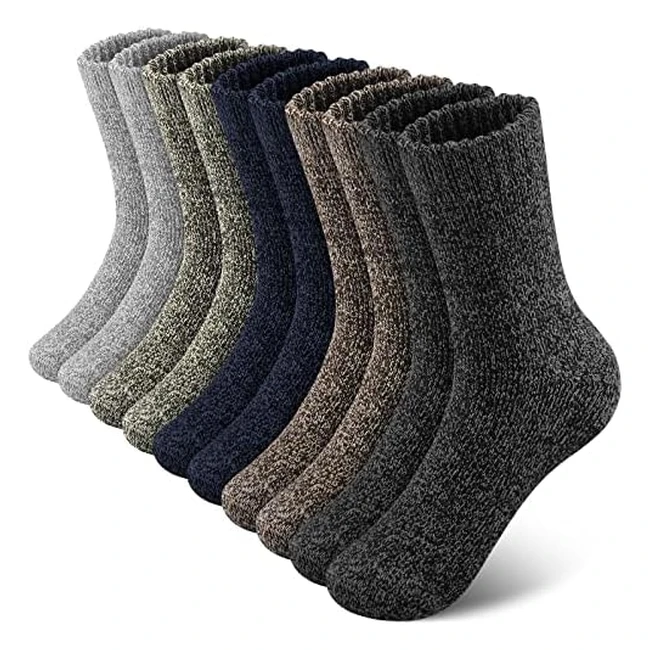 Simiya Merino Wool Socks for Men - 5 Pairs - Winter Thick Hiking Socks - Thermal & Breathable - #1 Choice for Outdoor Sports