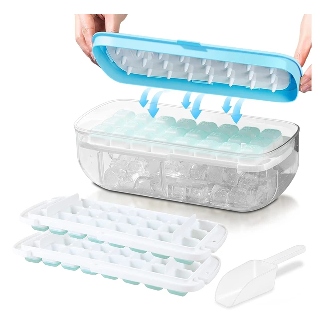 Ice Cube Tray with Lid - Foodgrade Silicone Moulds - Release All Ice Cubes in 1 