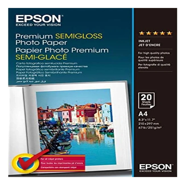Papel Fotogrfico Epson Premium Semigloss - Alta Calidad y Resistencia - Ref 1