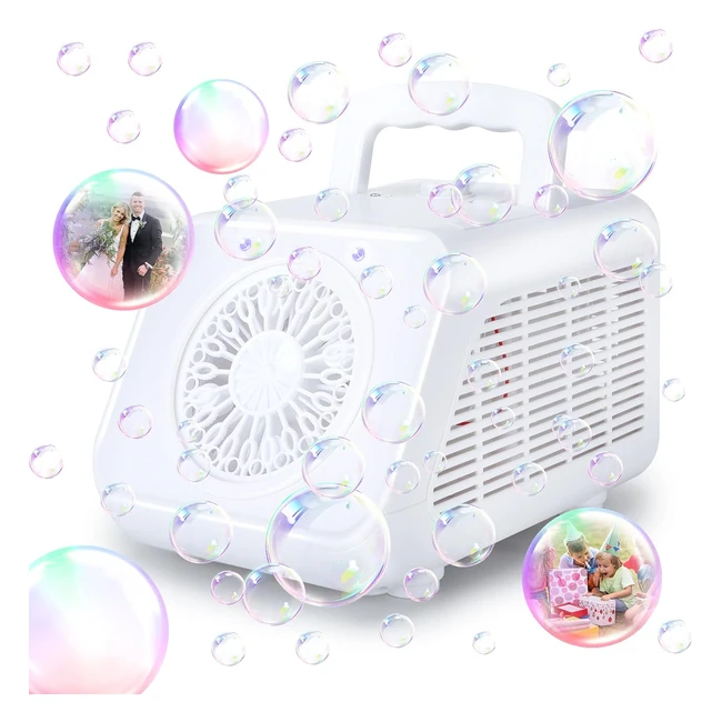 LED Portable Bubble Machine for Kids Parties - 12000 Bubbles/min