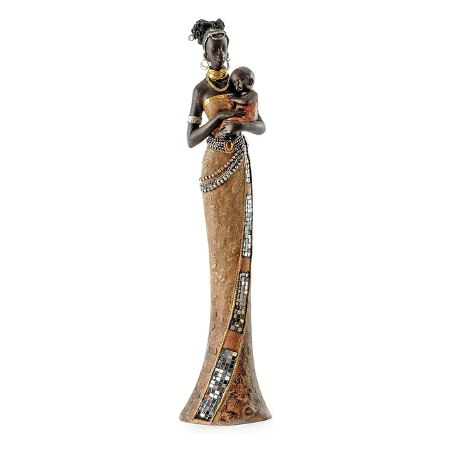 Pajoma 57538 - Decorazione africana donna con bambino in resina, 42 cm