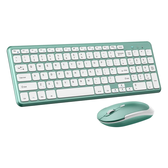 Wireless Keyboard and Mouse Set - Slim Ergonomic Design - 2.4GHz - QWERTY UK Layout
