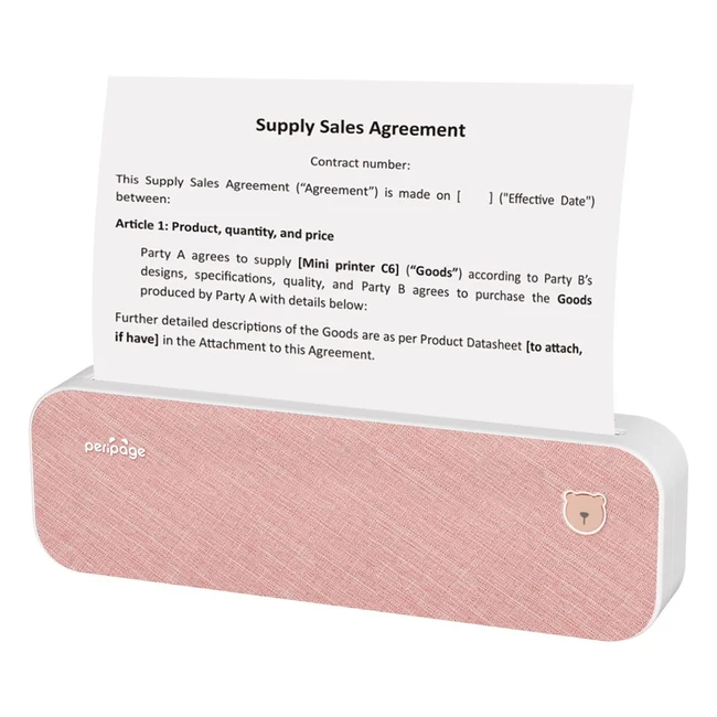 Imprimante photo portable A4 bisofice, thermique 304 dpi, compatible Android iOS - Rose