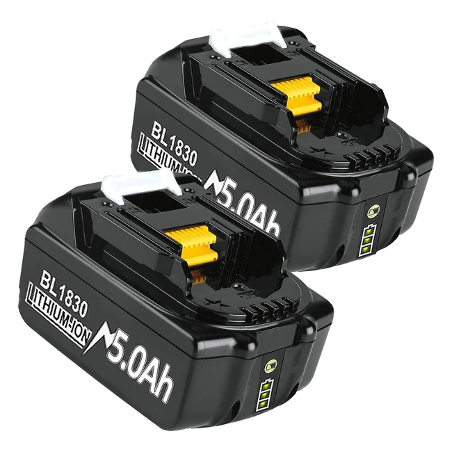 2 Pack 5000mAh BL1850B Li-ion Replacement Battery for Makita 18V - Longer Lastin