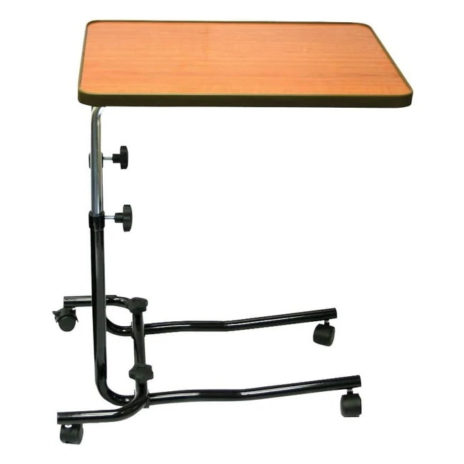 Portable Desk with Castor Wheels | Adjustable Height | Teak & Black