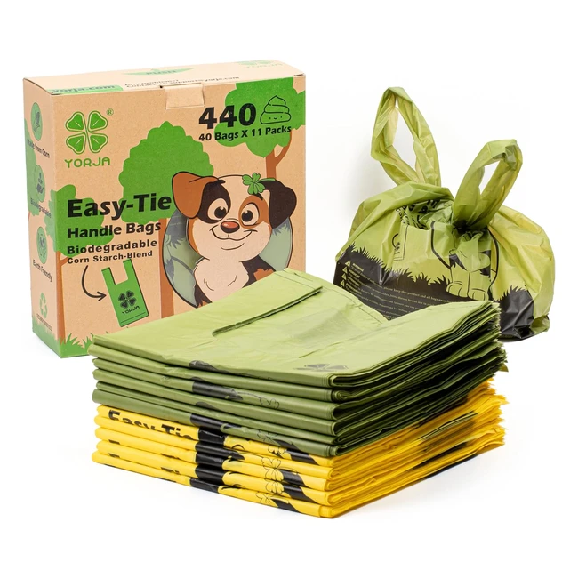 Yorja Tie Handles Dog Poo Bags 440 - Thick Strong Leakproof Biodegradable