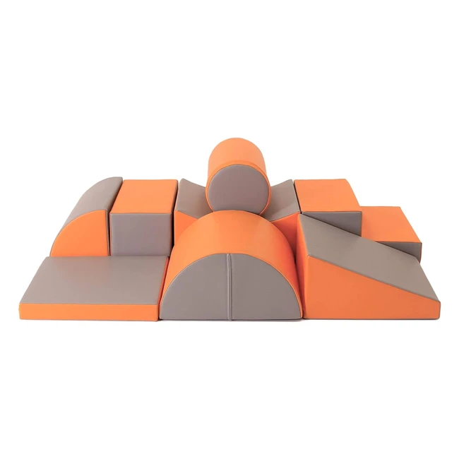Iglu 8 XL Modules de Motricité en Mousse - Blocs de Construction Jouets Éducatifs Orange/Gris XL