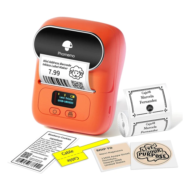 Impresora de etiquetas Phomemo M110, mini máquina de pegatinas térmicas para teléfono móvil, compatible con Android e iOS, color naranja