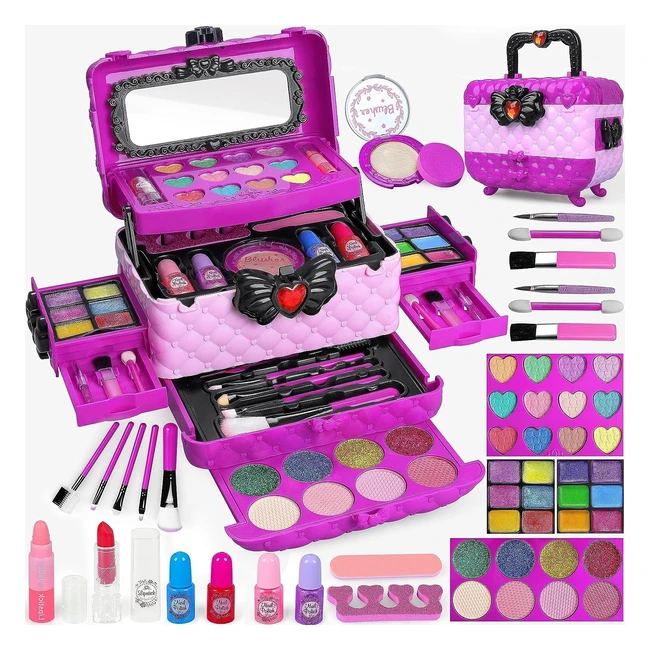 54 pcs Kids Makeup Set - Princess Pretend Play Games Toys - Age 4-12 - Safe  Wa