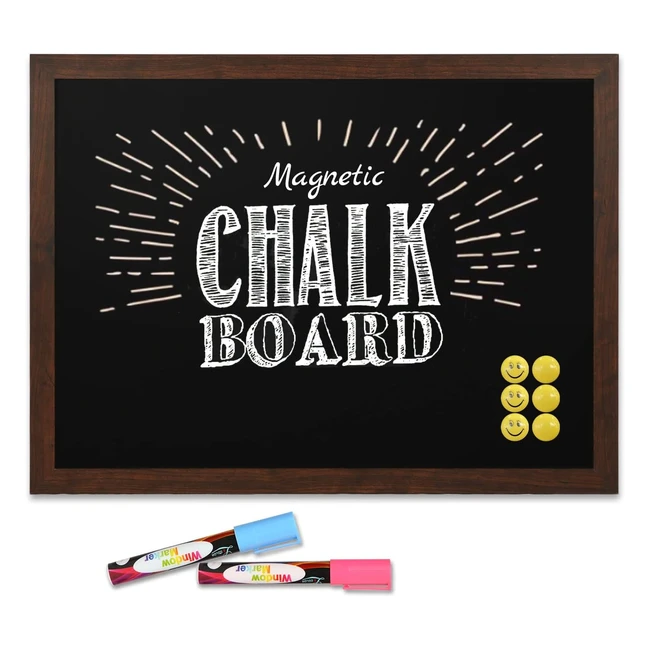 Dollar Boss Magnetic Chalkboard 40x60cm | Blackboard Kitchen Notice Board | Rustic Wooden Frame
