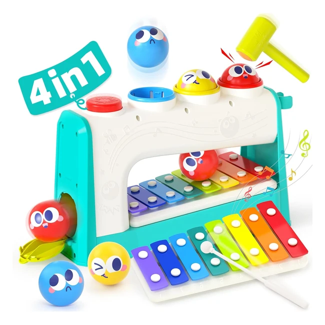 Toys for 1 Year Old Boys - Xylophone with 3 Balls & Hammer