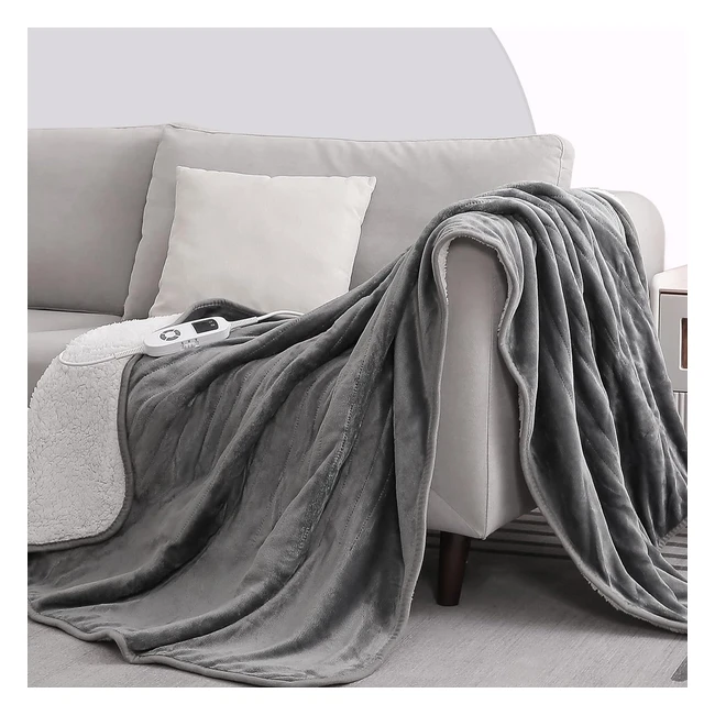 Coriwell Electric Heated Blanket Throw - 160x120cm - 9 Heat Levels - 9hr Timer - Auto-off - Machine Washable
