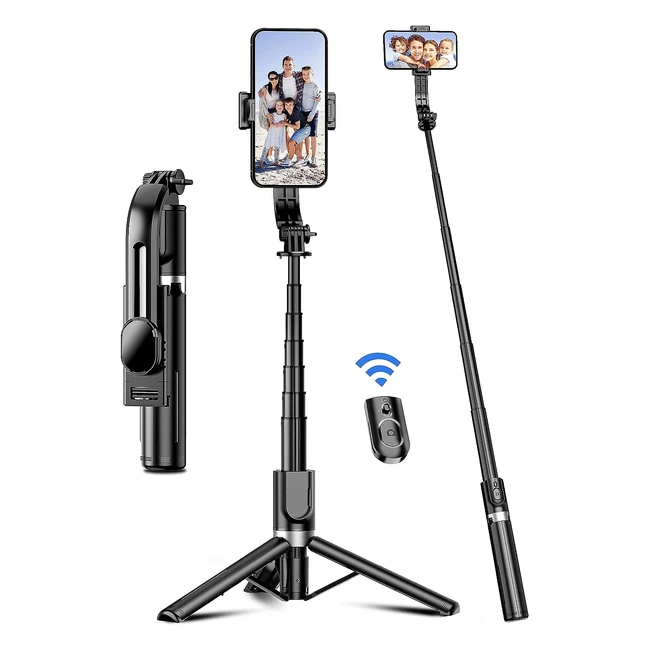 Perche selfie 106cm avec trépied renforcé et stable - Télécommande pour iPhone et Android